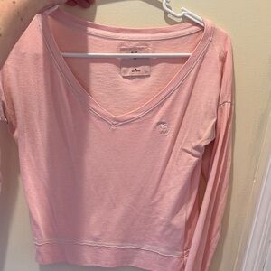 Abercrombie kids Pink V-Neck Long Sleeve Top medium